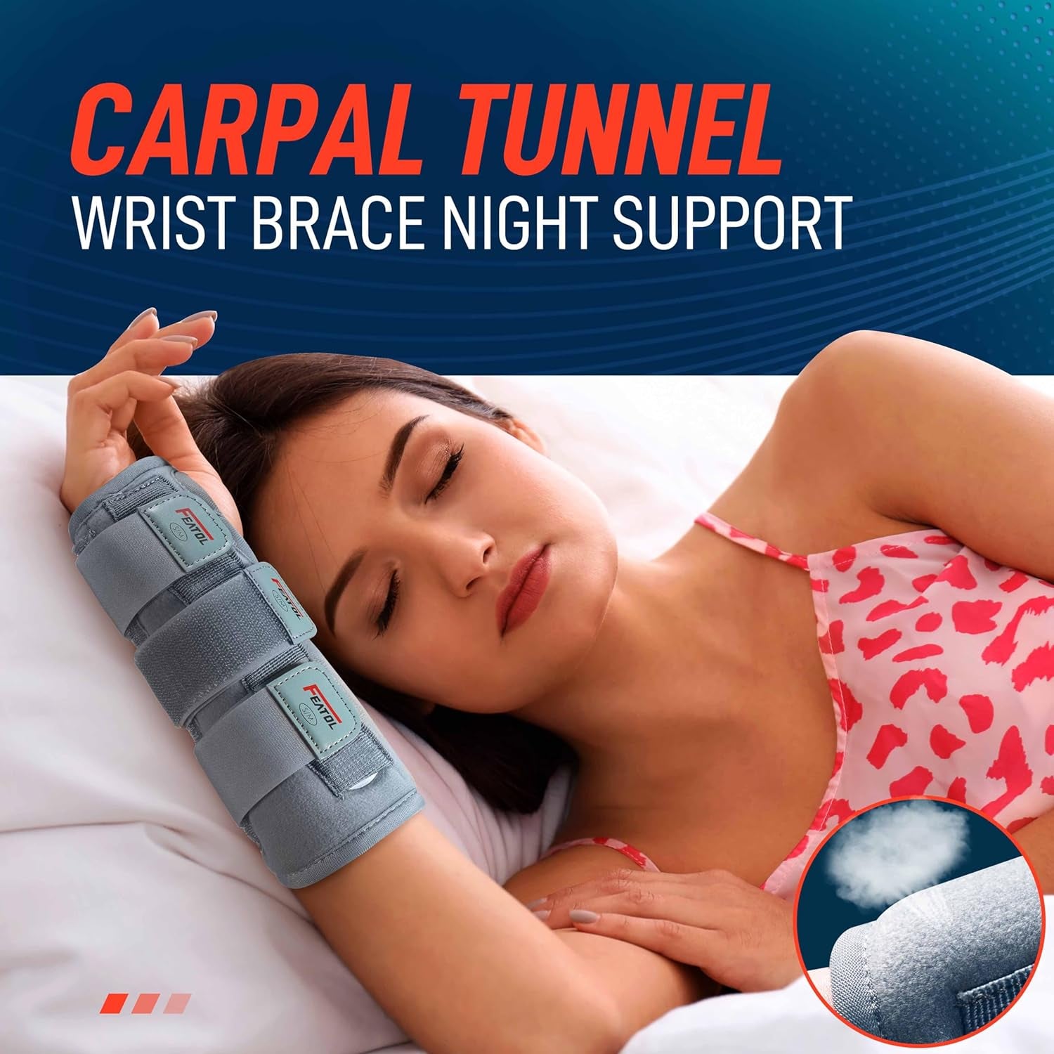 Carpal Tunnel Wrist Brace | Night Sleep Support Brace, Removable Metal Wrist Splint- Hot/Ice Pack, Right Hand, Small/Medium, Adjustable Hand Brace for Men, Women, Relieve and Treat Wrist Pain