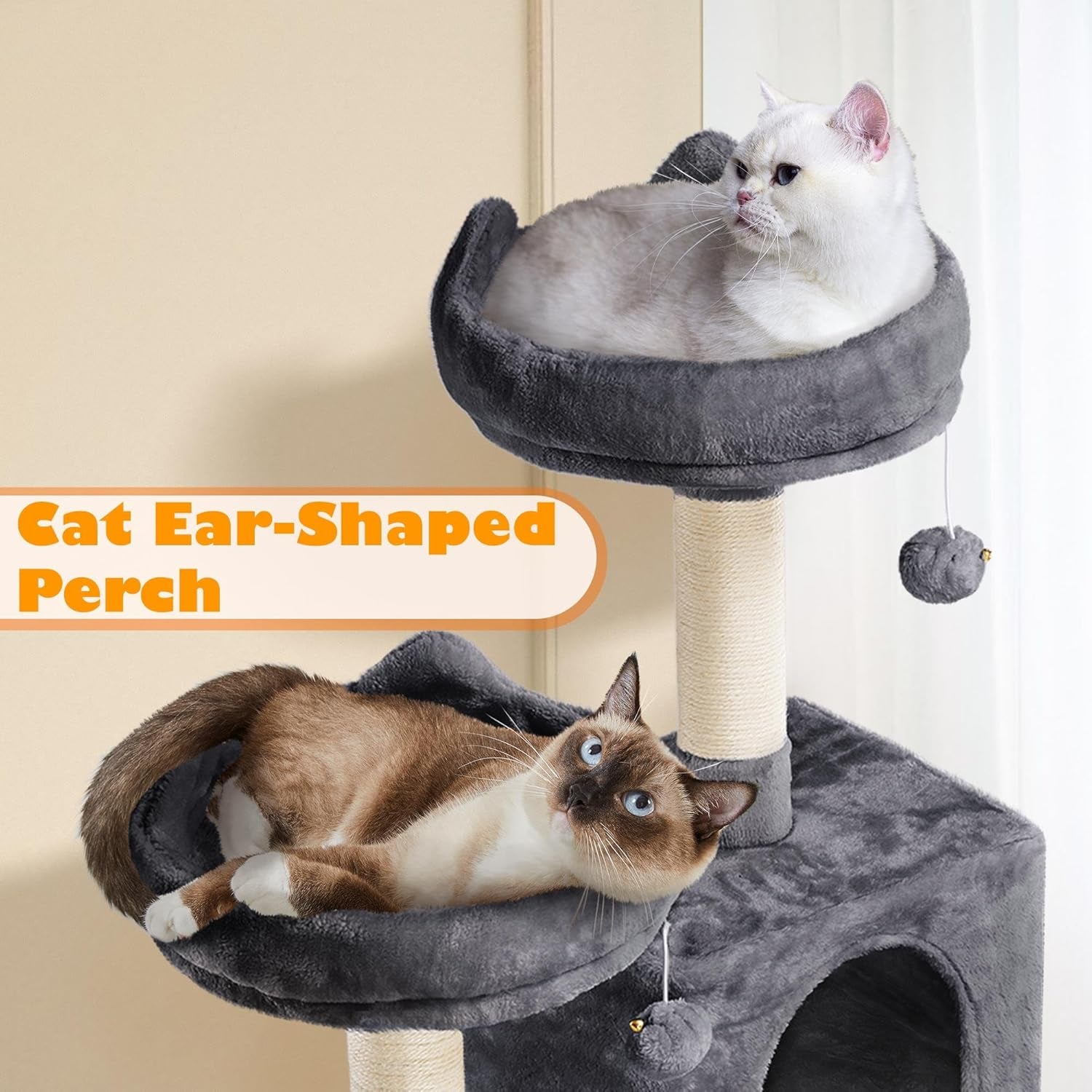 62.2 Inches Cat Tree Cat Towers Cat Condo with Platform & Hammock, Scratching Posts for Kittens Pet Play House with Plush Perch for Indoor Activity Relaxing